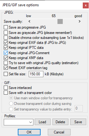JPEG options